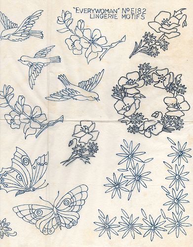 Historical Embroidery, Vintage Tattoo Design, Vintage Embroidery Transfers, Leather Ideas, Embroidery Transfers, Embroidery Patterns Vintage, Flowers And Butterflies, Personalized Embroidery, Vintage Tattoo