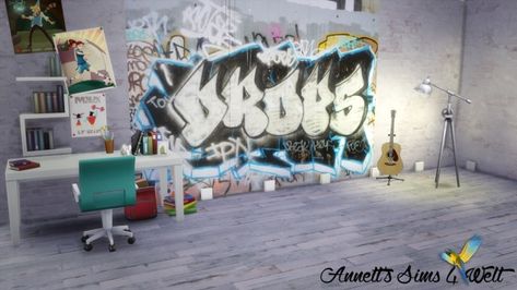 Best Graffiti, Sims Building, Sims 4 Update, Graffiti Wallpaper, Sims 4 Build, Sims 4 Houses, Graffiti Wall, Sims 4 Cc, Maxis Match