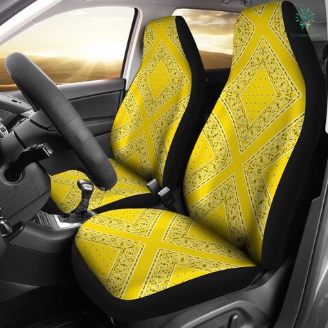 Sunshine Yellow Bandana Car Seat Covers - Diamond Yellow Bandana, Bandana Crafts, Diamond Car, Bandana Blanket, Bucket Seat Covers, Sunshine Yellow, Ford Escape, Bandana Print, Car Seat Covers