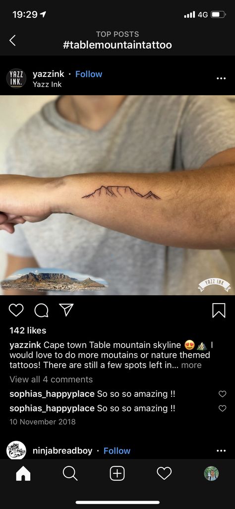 Table Mountain Tattoo, Kilimanjaro Tattoo, Floral Tattoos, Tattoo Design Book, Mountain Tattoo, Table Mountain, Design Book, Nature Themed, First Tattoo