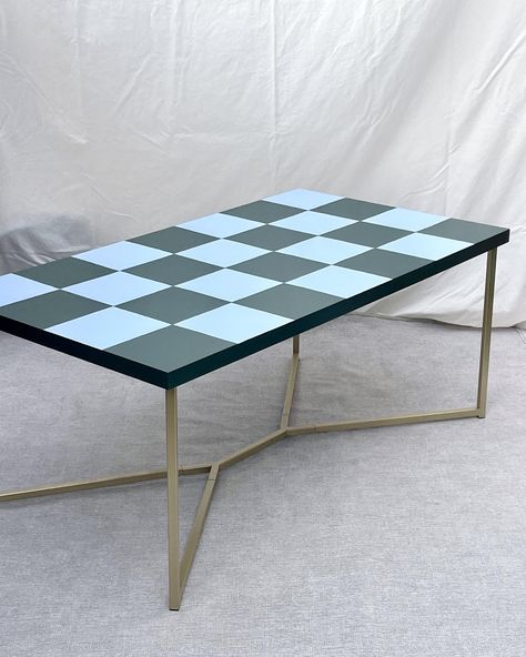 🏁 Cool blue-green hand-painted checkered coffee table 🟩🟦 Sturdy golden brass structure and table top hand-painted with high quality @benjaminmoore paint and @behrpaint scratch-resistant coat 📏 23 1/2’ x 42’ x 18’ 🔖 $250 🚙 Pick up on the eastside. Or local delivery in LA available for a small additional fee (TBD depending on location). On Instagram first, the listing goes live tomorrow, DM if interested! #furniture #furniturelosangeles #furnitureflip #coffeetable #handpaintedfurniture Green Hand, Hand Painted Furniture, Flipping Furniture, Vintage Furniture, Table Top, Blue Green, Pick Up, Coffee Table, Hand Painted