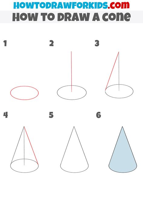 how to draw a cone step by step 3d Cone Drawing, How To Draw Shapes Step By Step, Cone Drawing Shape, How To Draw A Cube, How To Draw Shapes, How To Draw 3d Shapes, Spark Drawing, Basic Shapes Drawing, Cone Drawing