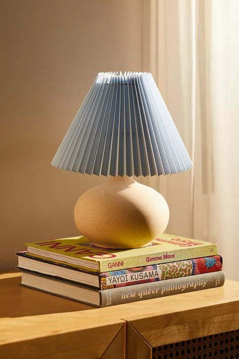 Home Décor, Apartment Décor & Furniture | Urban Outfitters | Urban Outfitters Scalloped Lamp Shade, Scalloped Lamp, Pleated Lamp Shades, Urban Outfitters Home, Blue Lamp, Table Lamp Shades, Table Lamp Wood, Desk Lamps, Lamp Shades