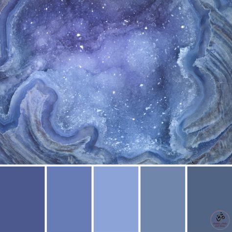 Colour Palette made from blue Druzy Agate Silver Blue Color Palette, Icy Color Palette, Crystal Color Palette, Silence Glaive, Pallete Color, Crystals Blue, Colour Therapy, Ice Blue Color, Midnight Blue Color