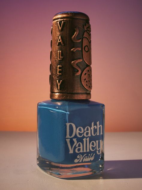 Azure blue 10-free. Vegan. Cruelty-free. Nontoxic. We suggest using a base coat and 2-3 coats of polish followed by a top coat. This polish comes with a removable handmade decorative bronze cap atop our standard black matte nail polish cap - merging artistry with function. To forego bronze caps on your order click here. Swatches by @eviltwinnails @polish.d_ @melly.k.nails @melanated.mani Black Nail Polish Aesthetic, Pinterest Wishlist, Belle Nails, Moon Milk, Water Nails, Matte Black Nails, Matte Nail Polish, Matte Nail, Nail Time