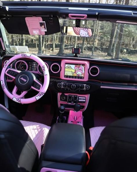 💖✨ Jeep Wrangler But Make It PINK✨💖 🌸💖𝓑𝕦Ⓘ𝕃ᗪ ♦💓💗 (っ◔◡◔)っ ♥ Interior accessories linked in bio Heart Wheels: @heritagewheels Running Boards: @Oedro Tail Lights: @Raxiomlights Pink Seats: @exclusivecoversusa use code “Pinkposh”💰 #jeep #Jeepwrangler #jeepsahara #Jeeplife #jeepjl #Pinkjeep #Pinkjeepwrangler #pinklover #pinkcar Heart Wheels, Pink Jeep Accessories, Pink Car Decor, Pink Jeep Wrangler, Jeep Sahara, 1st Car, Car Vibes, Jeep Interiors, Jeep Wheels