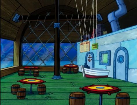 Spongebob Restaurant, Spongebob Scenery, Meeting Wallpaper, Spongebob Background, Paint My Room, Childhood Aesthetic, Spongebob Pics, Spongebob Painting, Spongebob Party