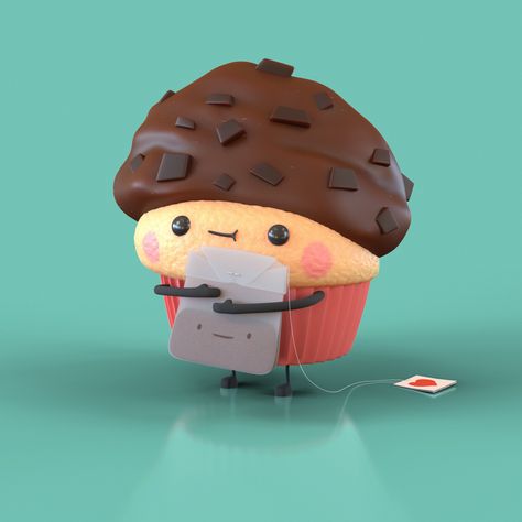 Cupcake Character, Donut Artwork, Cupcake Illustration, Simple Character, Cottage Art, Girls Wall Art, Kid Character, 3d Modelling, Character Design Animation