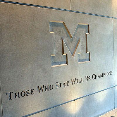 Bo "Those who stay will be champions." U Of M Football, Michigan Go Blue, U Of M, University Of Michigan Wolverines, Maize And Blue, Michigan Wolverines Football, Michigan Sports, Wolverines Football, College Football Teams