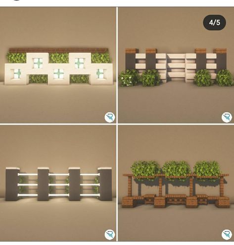 Minecraft Modern Fence, Wall Designs Minecraft, Minecraft Walls Ideas, Minecraft Wall Design, Minecraft Gate, Minecraft Wall Designs, Minecraft Wall, Minecraft Interior, Minecraft Structures