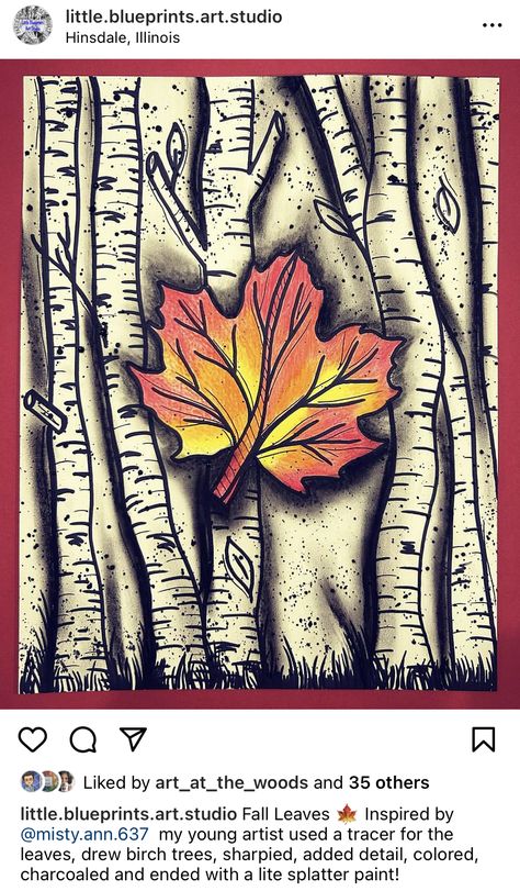 Fall Art Middle School, November Art Projects, Winter Lanterns, Birch Tree Art, Middle School Art Projects, Fall Art Projects, 6th Grade Art, 4th Grade Art, Jr Art