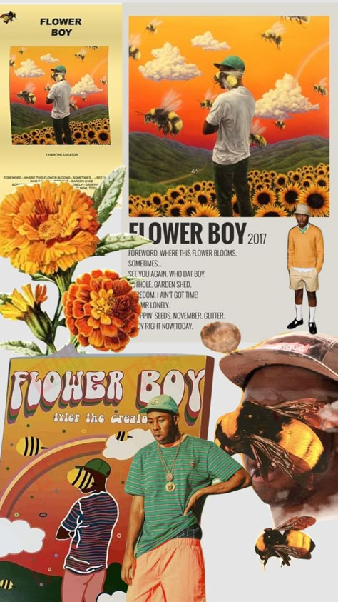 Flower Boy Wallpaper, Tyler The Creator Wallpaper Iphone, Tyler The Creator Collage, Tyler The Creator Flower Boy, Hip Hop Wallpaper, Tyler The Creator Wallpaper, Boy Wallpaper, Hip Hop Poster, Music Poster Design