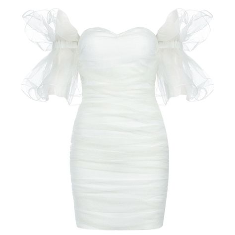 Outfit Ideas For Church, White Bandage Dress, Catch Feelings, Organza Sleeves, Glamorous Party, Mesh Bodycon Dress, Spandex Dress, White Off Shoulder, White Sleeveless