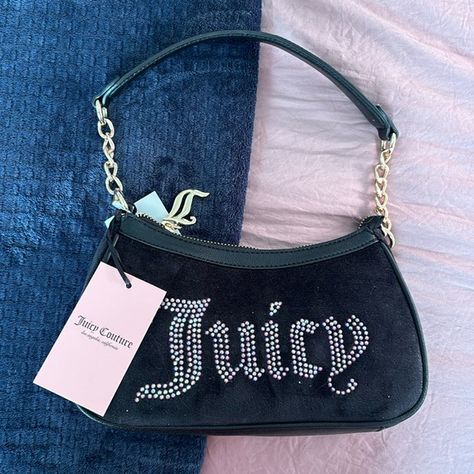 Juicy Couture Obsession Shoulder Bag Velour Bag, Juicy Couture Purse, Jelly Bag, Sequin Bag, Quilted Handbags, Juicy Couture Black, Fringe Bags, Couture Bags, Juicy Couture Bags