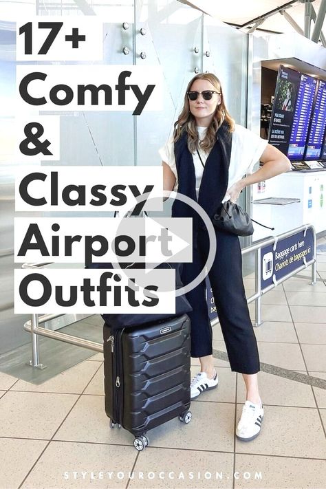 ✓✓✓Looking for casual and chic airport outfit ideas or comfy travel outfit inspiration Were sharing chic and modern airport fits and Trendy Airport Outfits, Modern Airport, Chic Airport Outfit, Airport Outfit Ideas, Chic Travel Outfit, Comfy Airport Outfit, Comfortable Travel Outfit, Minimalist Wardrobe Essentials, Comfy Travel Outfit