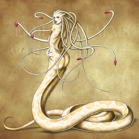 Naga Reference, Gorgon Art, Snake Demon, Snake Woman, Medusa Tattoo Design, Medusa Gorgon, Medusa Art, Snake Girl, Medusa Tattoo