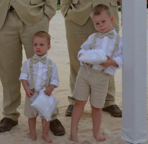 Ring Bearer Suits and Boys' Wedding Outfits | Boys Wedding Suits Boys Linen Pants, Wedding Ring Bearer Outfit, Baby Boy Linen, Ring Bearer Suit, Beach Wedding Suits, Wedding Outfit For Boys, Tie And Suspenders, Suspenders For Boys