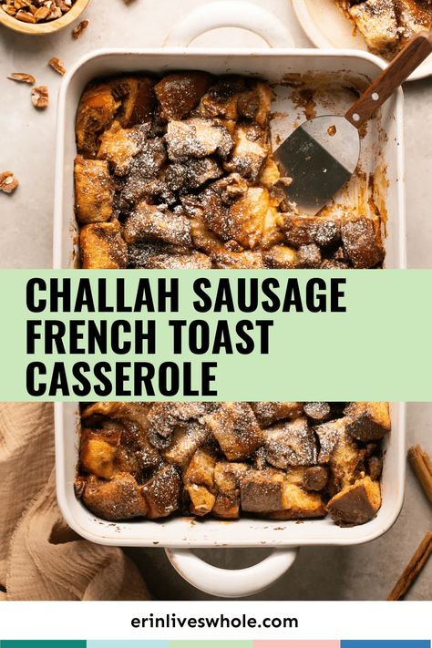 Enjoy a hearty and delicious morning meal with this Sausage French Toast Casserole. It's everything you love about french toast, but with added protein and flavor!