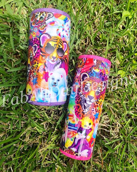 Lisa Frank Cup Tumbler, Tumbler Cups Lisa Frank, Lisa Frank Tumbler Ideas, Lisa Frank Tumbler, Neon Tumbler, Fabric Tumblers, Epoxy Pens, Epoxy Projects, Diy Tumbler