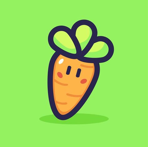 Carrot Illustration, Carrot Cartoon, 3d Shading, Carrot Design, Food Characters, Mascot Illustration, Background Food, Food Cartoon, Leaf Green