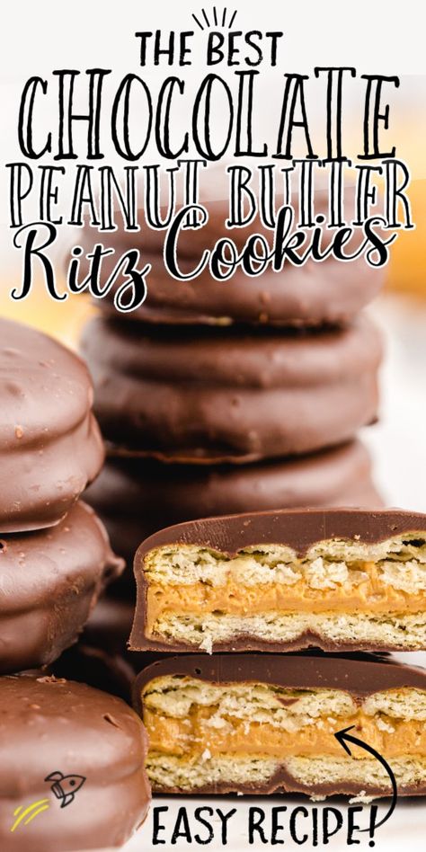 Chocolate Peanut Butter Ritz Cookies Peanut Butter Delight, Ritz Cookies, Peanut Butter Crackers, Ritz Cracker Recipes, Chocolate Covered Cookies, Butter Crackers, Cookies With Chocolate, Ritz Cracker, Postre Keto