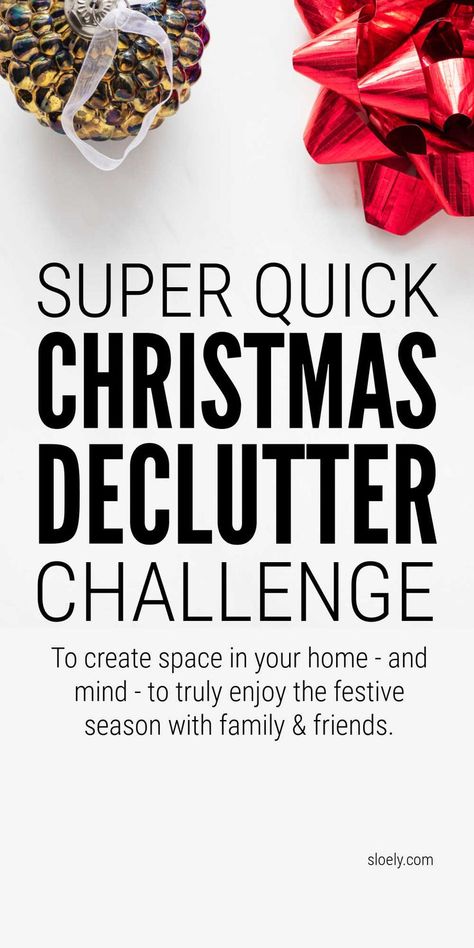 Complete this super quick pre Christmas declutter challenge to create the space you need in your home - and mind - to truly enjoy the festive season with family and friends. #declutter #declutterchallenge #christmasdeclutter Christmas Declutter, Declutter Basement, Declutter Garage, Christmas Planning Checklist, Decluttering Challenge, Declutter Bedroom, Christmas Cleaning, Frugal Habits, Decluttering Inspiration