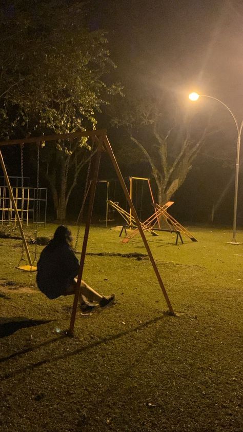 Playground At Night Aesthetic, Breanna Core, Playground At Night, Aesthetic Playground, Playground Aesthetic, City Playground, Creepy People, Island Town, Pretty Pens