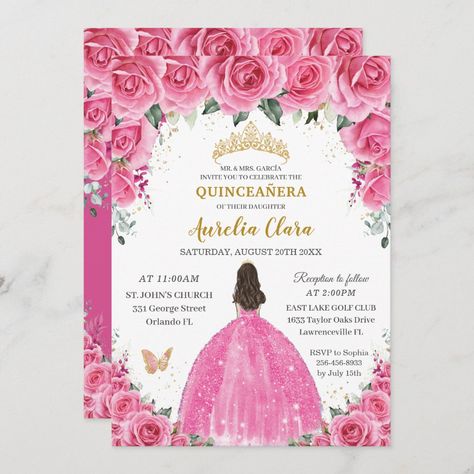 Gold Princess Crown, Quinceanera Red, Invitations Quinceanera, Quinceanera Pink, Dress Invitations, Silver Invitation, 16th Birthday Invitations, Princess Invitations, Invitation Elegant