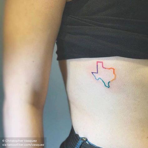 Texas map tattoo on the ribcage. Texas State Tattoo, Location Tattoo, State Tattoos, Awesome Tattoo Ideas, Map Tattoo, Us State Map, Tiny Tats, Map Tattoos, Explore Tattoo