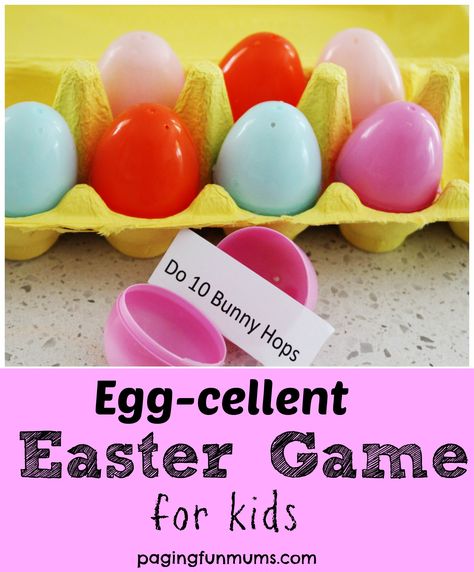 This is a fantastic game to get kids moving over Easter time and burn some of that sugar off! My kids had a ball with this one and I’m sure your kiddies will too! To make your own you will need: 12 Plastic Eggs An empty Egg Carton and our Free Printable Directions: Simply print out … Easter Gym Games, Easter Pe Games, Games For Easter, Preschool Pe, Easter Games For Kids, Egg Game, Easter Preschool, Gym Games, Minute To Win It Games