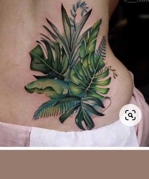 Plant Leaves Tattoo, Tropical Flower Tattoos, Plant Tattoos, Jungle Tattoo, Tiny Bird Tattoos, Tropical Tattoo, Thumb Tattoos, American Traditional Tattoo Ideas, Traditional Tattoo Ideas