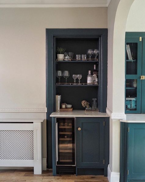 10 alternative alcove shelving ideas you're going to love | Fifi McGee Built In Drinks Cabinet, Dining Room Alcove, Alcove Bar, Alcove Ideas Living Room, Alcove Shelves, Alcove Cabinets, Alcove Storage, Alcove Cupboards, Alcove Shelving