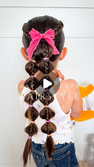 Yohana Hall on Instagram: "One of my most requested hairstyles, I did this a few weeks ago and I got so many compliments and requests for the tutorial! So here it is, this hairstyle is on my top 5 for sure SO cute!   #hairtutorial #hairideas #hairgoals #hairstyles #easyhairstyles #cutehairstyles #summerhair #summerhairstyle #girlmom #girlmomma #hair #trendinghair #trendyhairstyles #longhair" Cute Hairstyle For Girl Kid, Long Girls Hairstyles, Easy Girls School Hairstyles, Daddy And Daughter Dance Hair Styles, Ponytail Kids Hairstyles, School Photo Hairstyles Hair Up, Hair Dos For Girls Long Hair, Cute Hairstyles For Kindergarten, Hairstyle Bow Tutorial