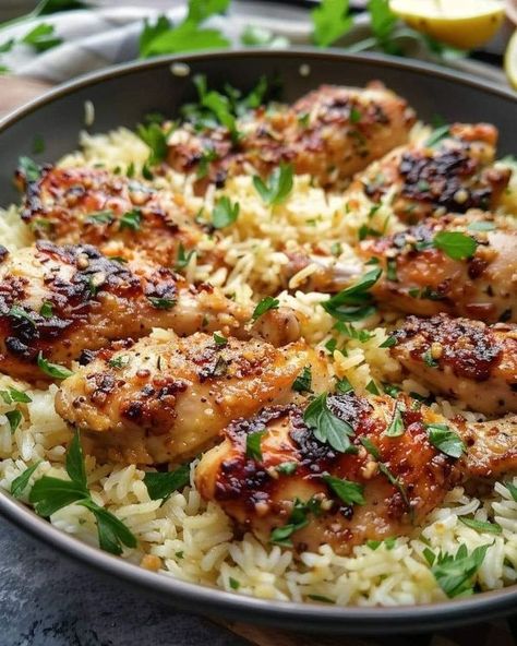 Creamy Parmesan Rice, Best Garlic Butter, Chicken With Parmesan, Parmesan Rice, Chicken Tenderloins, Garlic Butter Chicken, Giada De Laurentiis, Rice Ingredients, Chicken And Rice