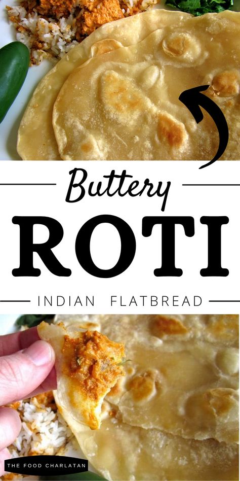 Buttery Roti is an Indian flatbread perfect with any curry! Butter Roti, Roti Indian, Indian Bread Recipes, Roti Bread, Indian Flatbread, Easy Flatbread, The Food Charlatan, Resep Smoothie, Rogan Josh