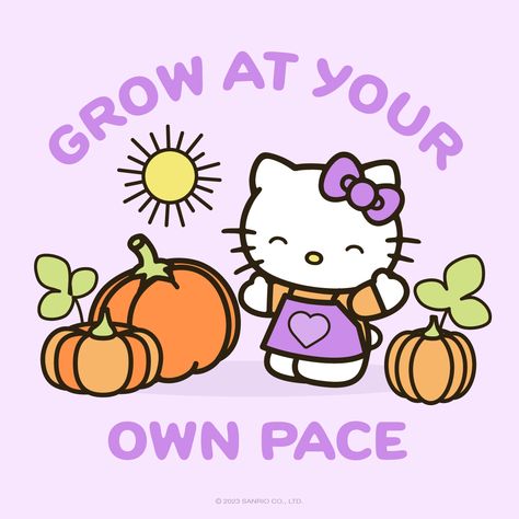 Grow at your own pace 🎃💕 #mondaymotivation Hello Kitty Quotes, Kitty Quotes, Grow At Your Own Pace, Happy Jar, Hello Kitty Art, At Your Own Pace, Your Own Pace, Hello Kitty Pictures, Cartoon Quotes