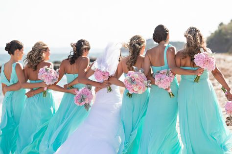 Aqua Bridesmaid Dresses Beach, Light Aqua Bridesmaid Dresses, Blue Strapless Bridesmaid Dresses, Aqua Blue Bridesmaid Dresses, Brides Mate Dress, Turquoise Bride, Misty Wedding, Hawaiian Wedding Themes, Strapless Bridesmaid Dresses