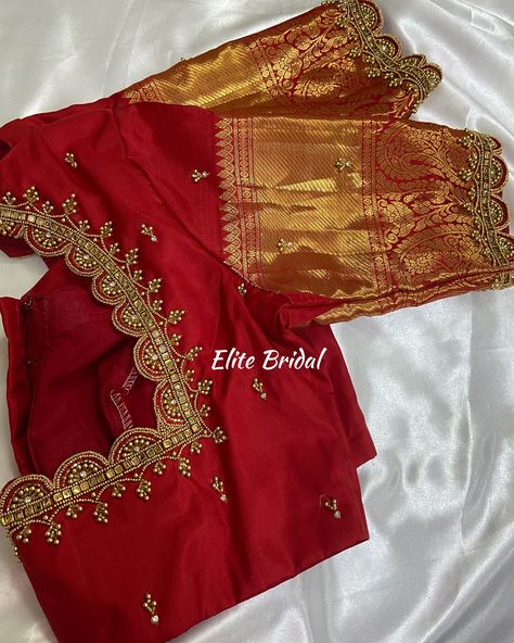 Customised Work Blouse by Elite Bridal Store ♥️✨ Bridal Blouse Back Designs Latest, Fancy Sarees With Price, Bridal Blouses, Model Blouse, Hand Work Design, Latest Model Blouse Designs, Bridal Store, Design Blouse, Hand Work Blouse