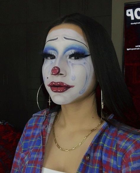 Smile Now Cry Later Makeup, Crying Clown Makeup, Chola Clown Makeup, Gangster Clown Makeup, Chicana Makeup, Crazy Halloween Makeup, Cute Clown Makeup, Holloween Costumes, Gangster Clown