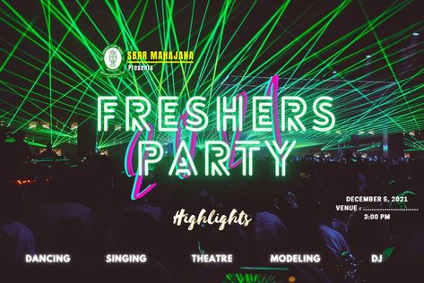 Freshers Party, Party Template, Party Poster, Instagram Captions, Welcome Sign, Dj, Singing, Neon Signs, Signs