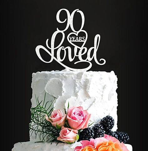 90 Years Loved, 60th Wedding Anniversary Decorations, 60 Wedding Anniversary Cake, 90th Birthday Party Decorations, Grandmas Birthday Party, Wedding Anniversary Years, 90th Birthday Decorations, 50th Anniversary Cakes, 90th Birthday Cakes