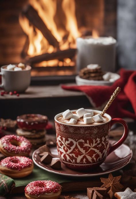 Festive Hot Chocolate, Christmas Hot Chocolate Aesthetic, Christmas Dessert Display, Chocolate With Marshmallows, Hot Cocoa Christmas, Idee Cricut, Christmas Hot Chocolate, Cute Christmas Wallpaper, Coffee Photos