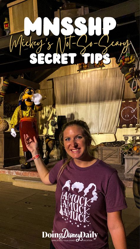 girl wearing a Disney Halloween t-shirt waving to Pirate Goofy in the background inside Adventureland at Magic Kingdom during Mickey's Not-So-Scary Halloween Party Disney World Halloween Party, Tom Sawyer Island Disney World, Halloween In Disney World, Mickey Not So Scary Halloween Party, Mickeys Not So Scary Halloween Party, Mnsshp 2024, Disney In October, Disney World In October, Halloween At Disney