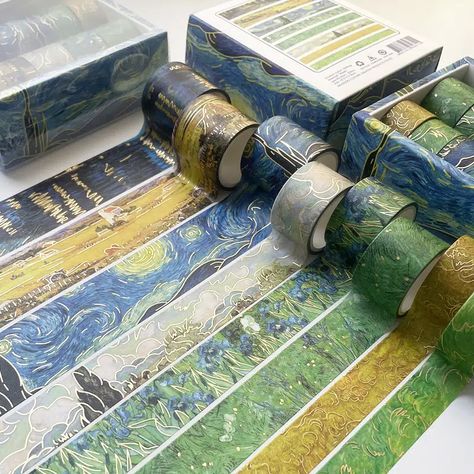 Night Decoration, Artist Van Gogh, Washi Tape Ideas, Personalised Scrapbook, Night Mask, Washi Tape Set, Mac Book, Van Gogh Paintings, Starry Night Van Gogh