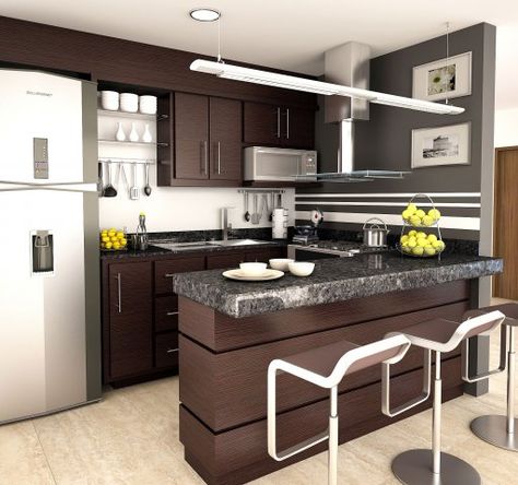 Cocina Integral--Chocolate Cocinas Color Chocolate Modernas, Cocinas Color Chocolate, Philippines House Design, Philippine Houses, Roof Garden, Kitchen Inspirations, Kitchen Interior, Home Projects, Living Room Designs