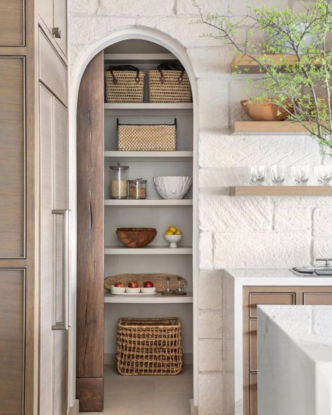 Style Scouting: Vol. 33 - In My Own Style Arched Pocket Door, Pocket Door Pantry, Build Your House, Pantry Wall, Accent Wall Paint, Colonial Style Homes, Deep Shelves, Design Your Kitchen, Pocket Door