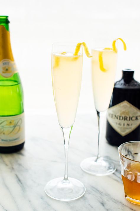 French 75 Drink, French 75 Recipe, French 75 Cocktail Recipes, Resep Koktail, French 75 Cocktail, Simple Syrup Recipes, French 75, Strong Drinks, Make Simple Syrup