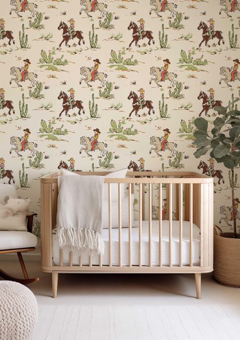 Western Cowboy Peel and Stick Wallpaper Mural, Old Fashioned Cowgirl Wall covering, Horse, Cactus and Landscape Wall Covering CB006 Western Cowboy Wallpaper, Cowboy Wallpaper, Cactus Wallpaper, Cowgirl Baby Showers, Wallpaper Wall Art, Cowgirl Baby, Cowgirl Nursery, Cowboy Baby Shower, Wallpaper Rustic