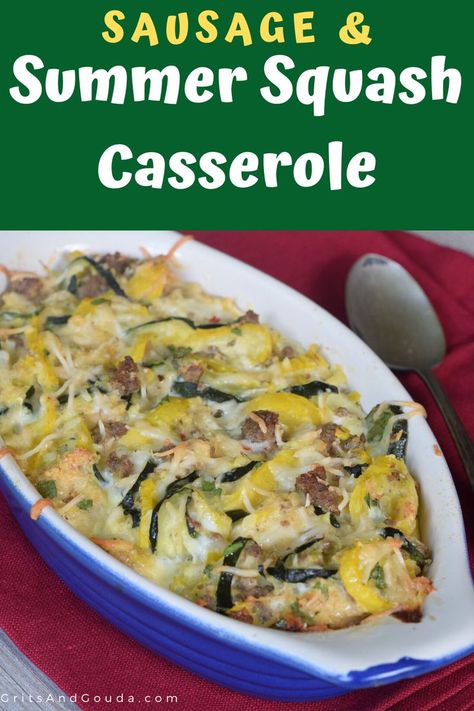 Squash Sausage Casserole, Squash Casseroles, Sausage Squash, Southern Thanksgiving Recipes, Holiday Potluck, Summer Squash Casserole, Yellow Squash Casserole, Cooking With Fresh Herbs, Summer Squash Recipes