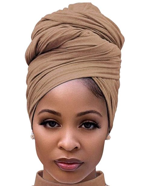 Turban Wrap, Head Wrap, 3 In 1, African American, Black Women, Cotton Fabric, Solid Color, Hair, Black